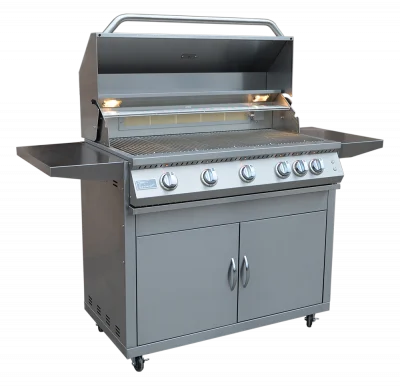 Kokomo Professional 5 Burner 40 Inch Cart Model BBQ Grill With Lights & Locking Casters