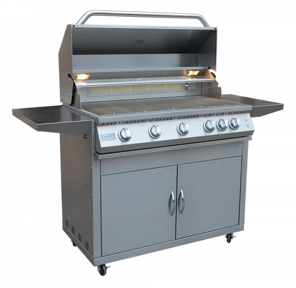 Kokomo Professional 5 Burner 40 Inch Cart Model BBQ Grill With Lights & Locking Casters - Image 1
