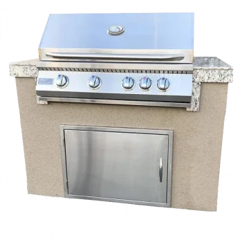 Kokomo Fiji 4' BBQ Island with 4 Burner Built-In BBQ Grill