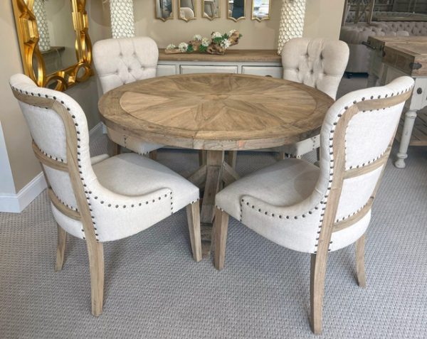 Farmhouse Diamond 48'' Round Dining Table Set of 5 - Image 2