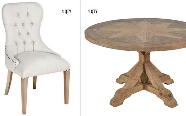 Farmhouse Diamond 48'' Round Dining Table Set of 5 - Image 4