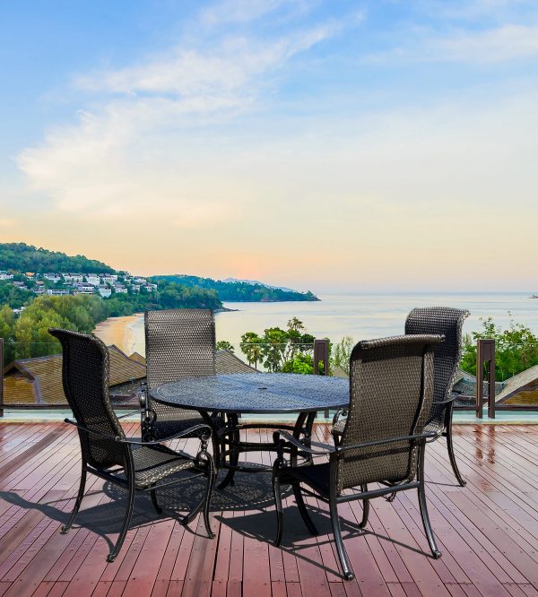 Windermere Woven Outdoor Round Dining Table Set of 5 (KIT) - Image 1