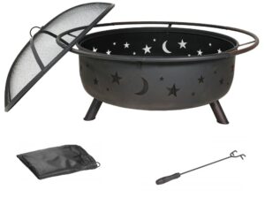 30" Fire Pit With Charcoal Grill And Spark Screen - Luxurious Dwelling - Your Luxury Home Product Experts