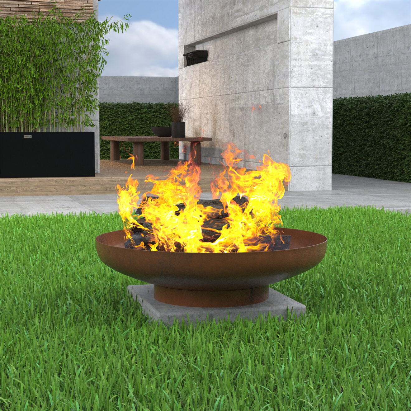 24" Minimalist Wood Burning Steel Firepit - Luxurious Dwelling - Your Luxury Home Product Experts