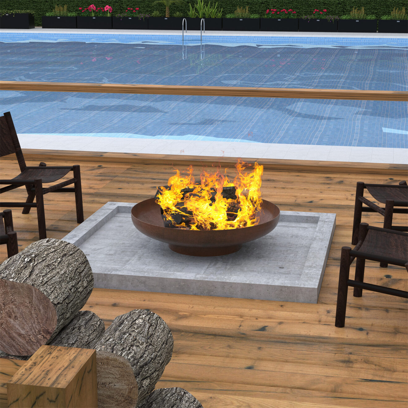 24" Minimalist Wood Burning Steel Firepit - Luxurious Dwelling - Your Luxury Home Product Experts