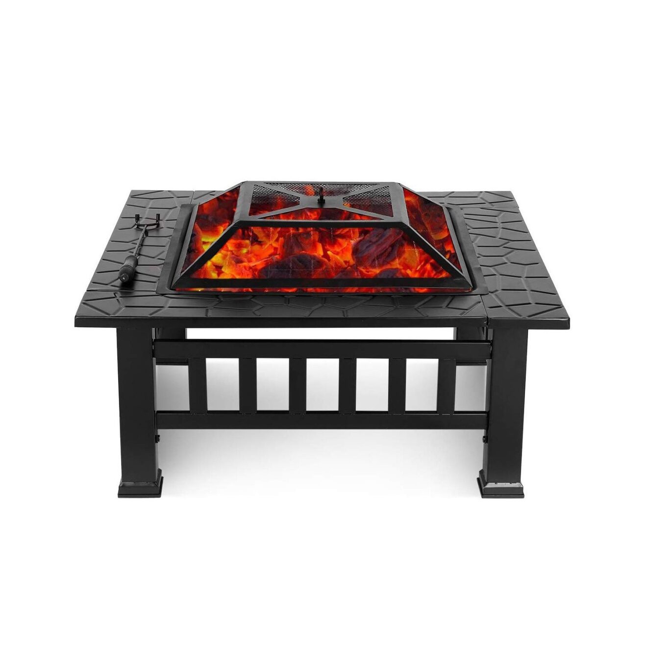 32" Black Square Charcoal or Wood Burning Fire Pit with Cover - Luxurious Dwelling - Your Luxury Home Product Experts