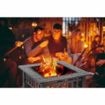 32" Black Square Charcoal or Wood Burning Fire Pit with Cover - Luxurious Dwelling - Your Luxury Home Product Experts