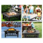 32" Black Square Charcoal or Wood Burning Fire Pit with Cover - Luxurious Dwelling - Your Luxury Home Product Experts