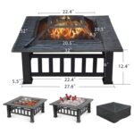 32" Gray Square Charcoal or Wood Burning Fire Pit with Cover - Luxurious Dwelling - Your Luxury Home Product Experts