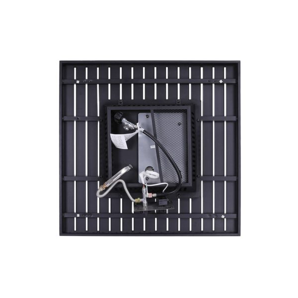 30" Black Square Slat Top Fire Pit Table with Lid - Image 3