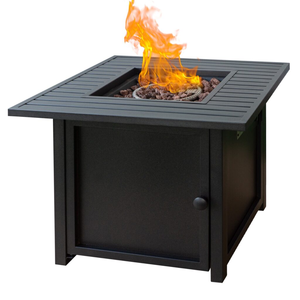 30" Brown Square Slat Top Fire Pit Table with Lid - Luxurious Dwelling - Your Luxury Home Product Experts