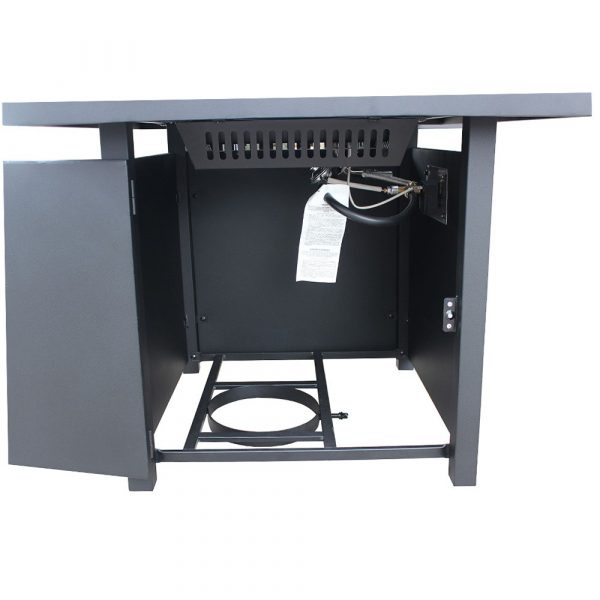 28" Black Square Propane Fire Pit with Lava Rocks and Cover - Image 2