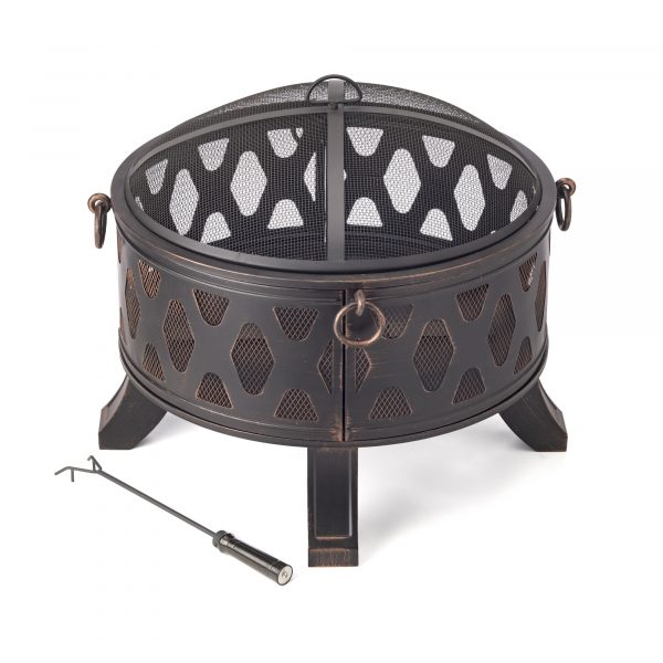 Rustic Brushed Black and Bronze Steel Wood Burning Fire Pit - Image 2