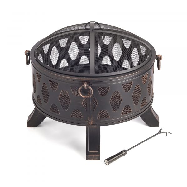 Rustic Brushed Black and Bronze Steel Wood Burning Fire Pit - Image 3