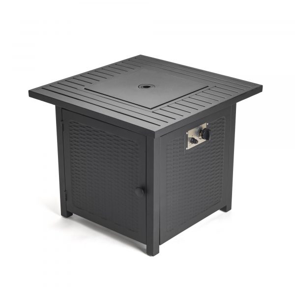 Matte Black Square Propane Fire Pit with Cover - Image 2