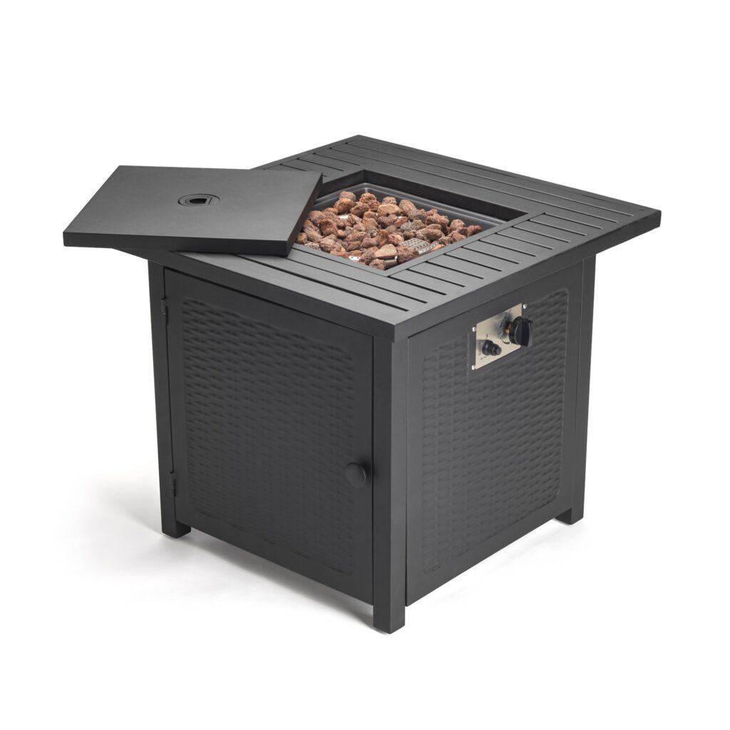 Matte Black Square Propane Fire Pit with Cover - Luxurious Dwelling - Your Luxury Home Product Experts