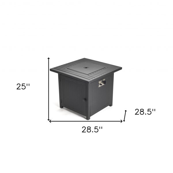 Matte Black Square Propane Fire Pit with Cover - Image 4