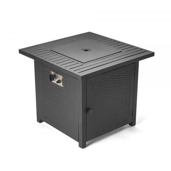 Matte Black Square Propane Fire Pit with Cover - Image 3