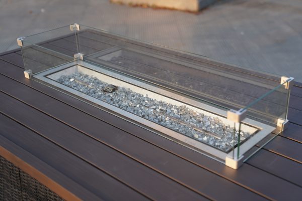 Brown Wicker Outdoor Patio Gas Fire Pit Table - Image 2