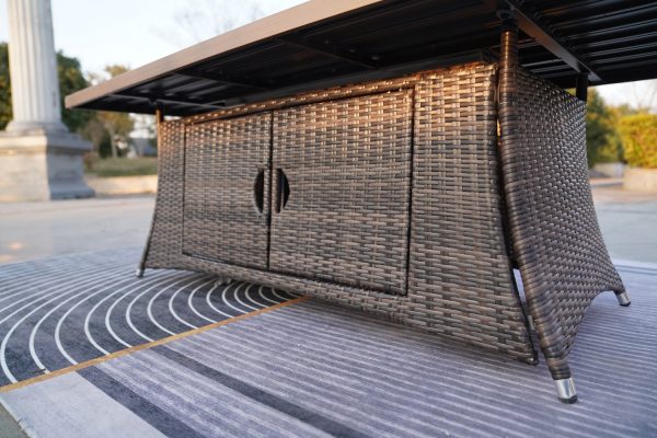 Brown Wicker Outdoor Patio Gas Fire Pit Table - Image 3