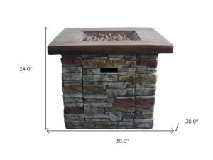 Outdoor Brown Wood and Brick Square Gas Fire Pit with Lava Rocks - Luxurious Dwelling - Your Luxury Home Product Experts