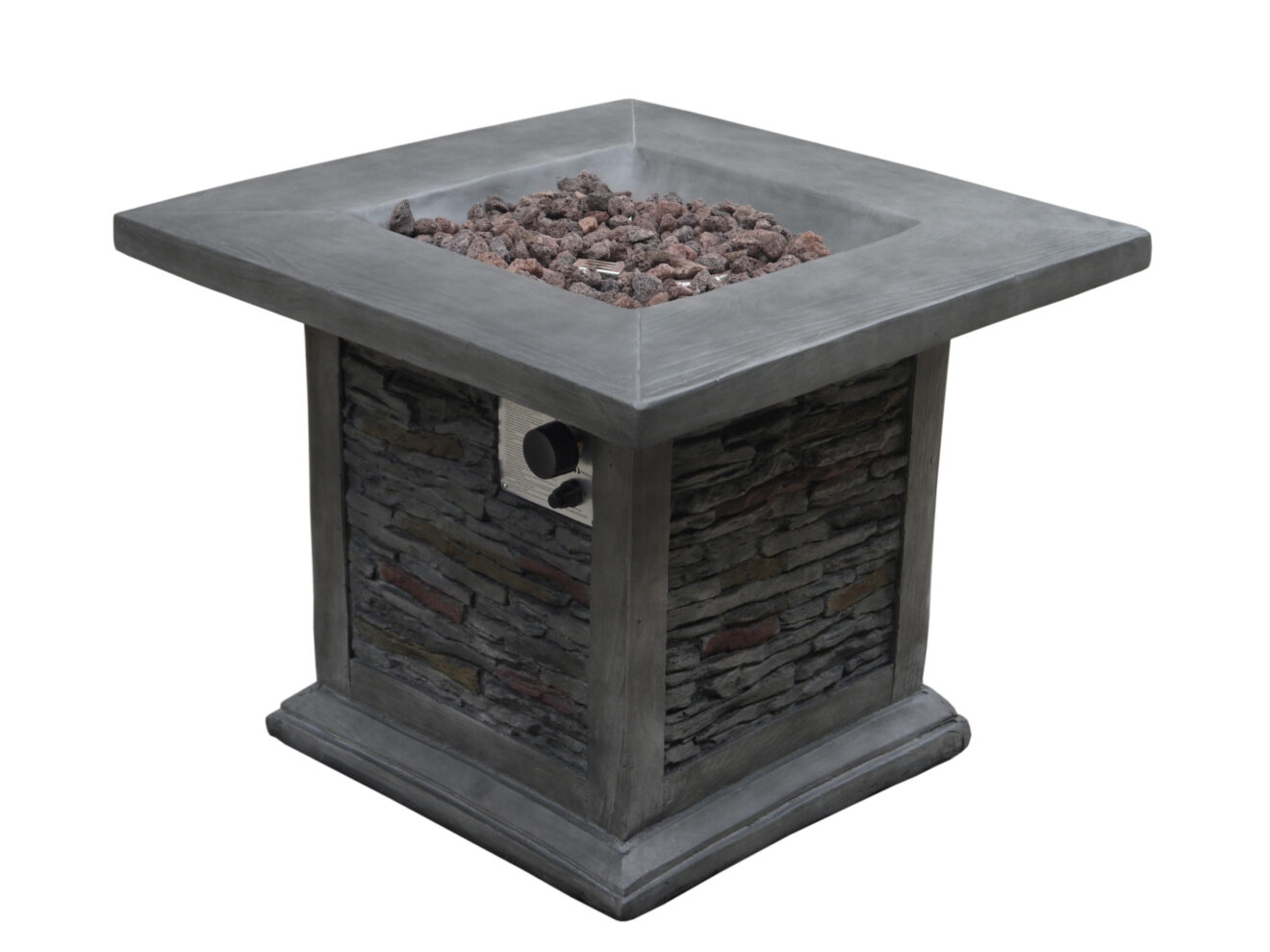 Outdoor Grey Stone Fire Pit with Lava Rocks - Luxurious Dwelling - Your Luxury Home Product Experts