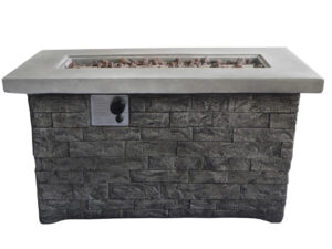 Rectangular Grey Brick Gas Fire Pit with Lava Rocks - Luxurious Dwelling - Your Luxury Home Product Experts