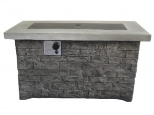 Rectangular Grey Brick Gas Fire Pit with Lava Rocks - Luxurious Dwelling - Your Luxury Home Product Experts