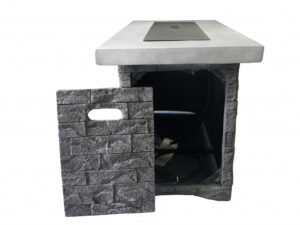 Rectangular Grey Brick Gas Fire Pit with Lava Rocks - Luxurious Dwelling - Your Luxury Home Product Experts