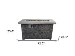 Rectangular Grey Brick Gas Fire Pit with Lava Rocks - Luxurious Dwelling - Your Luxury Home Product Experts