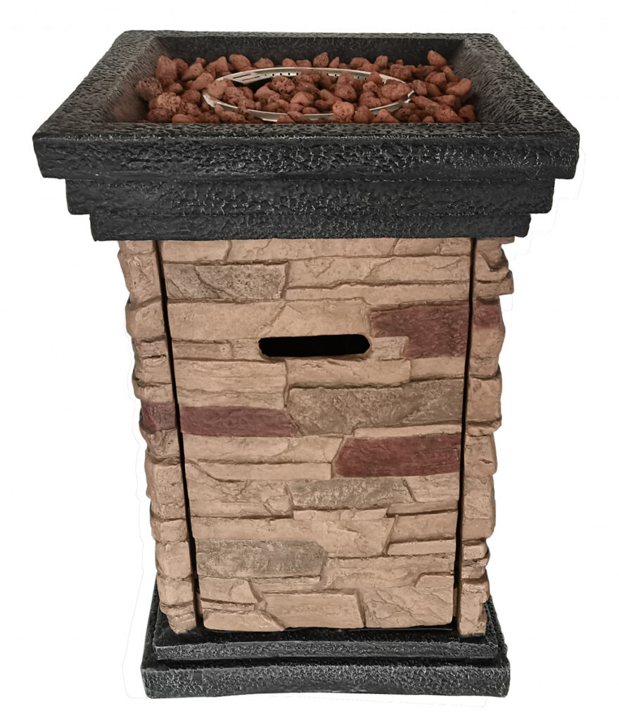 Brown Stone Stacked Outdoor Gas Fire Pit with Lava Rocks - Luxurious Dwelling - Your Luxury Home Product Experts