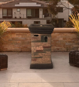 Brown Stone Stacked Outdoor Gas Fire Pit with Lava Rocks - Luxurious Dwelling - Your Luxury Home Product Experts