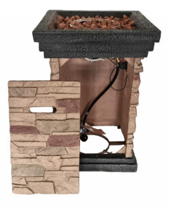 Brown Stone Stacked Outdoor Gas Fire Pit with Lava Rocks - Luxurious Dwelling - Your Luxury Home Product Experts