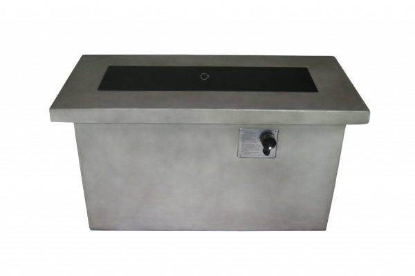 Rectangular Grey Cement Gas Fire Pit with Lava Rocks - Image 1