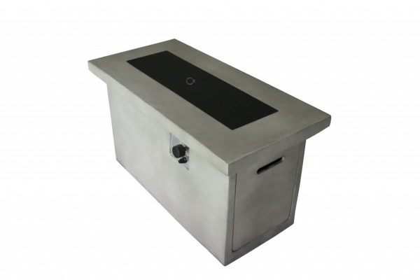 Rectangular Grey Cement Gas Fire Pit with Lava Rocks - Image 4