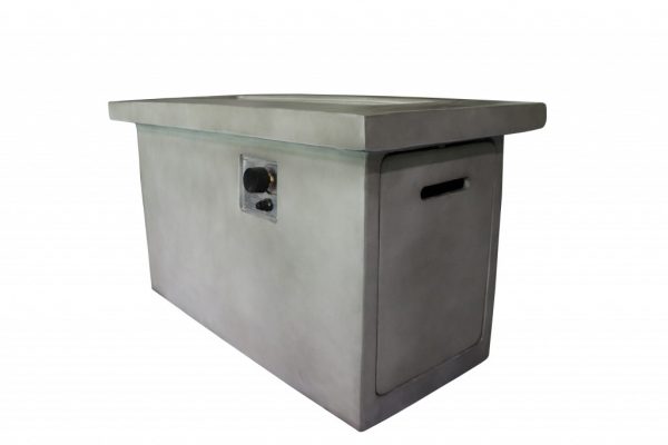 Rectangular Grey Cement Gas Fire Pit with Lava Rocks - Image 5
