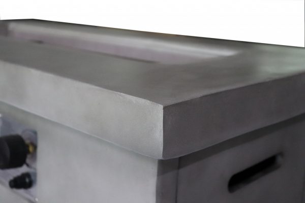 Rectangular Grey Cement Gas Fire Pit with Lava Rocks - Image 8