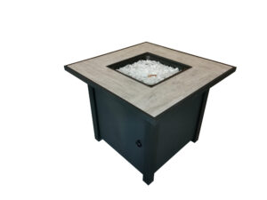 Black Metal and Tile Square Fire Pit with Glass Rocks - Luxurious Dwelling - Your Luxury Home Product Experts