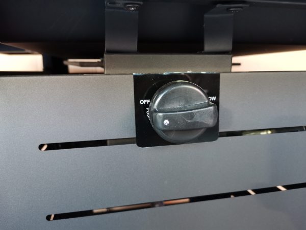 Black Slatted Metal Square Fire Pit with Glass Rocks - Image 6