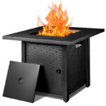 28" Black Stainless Steel Propane Square Fire Pit Table - Luxurious Dwelling - Your Luxury Home Product Experts