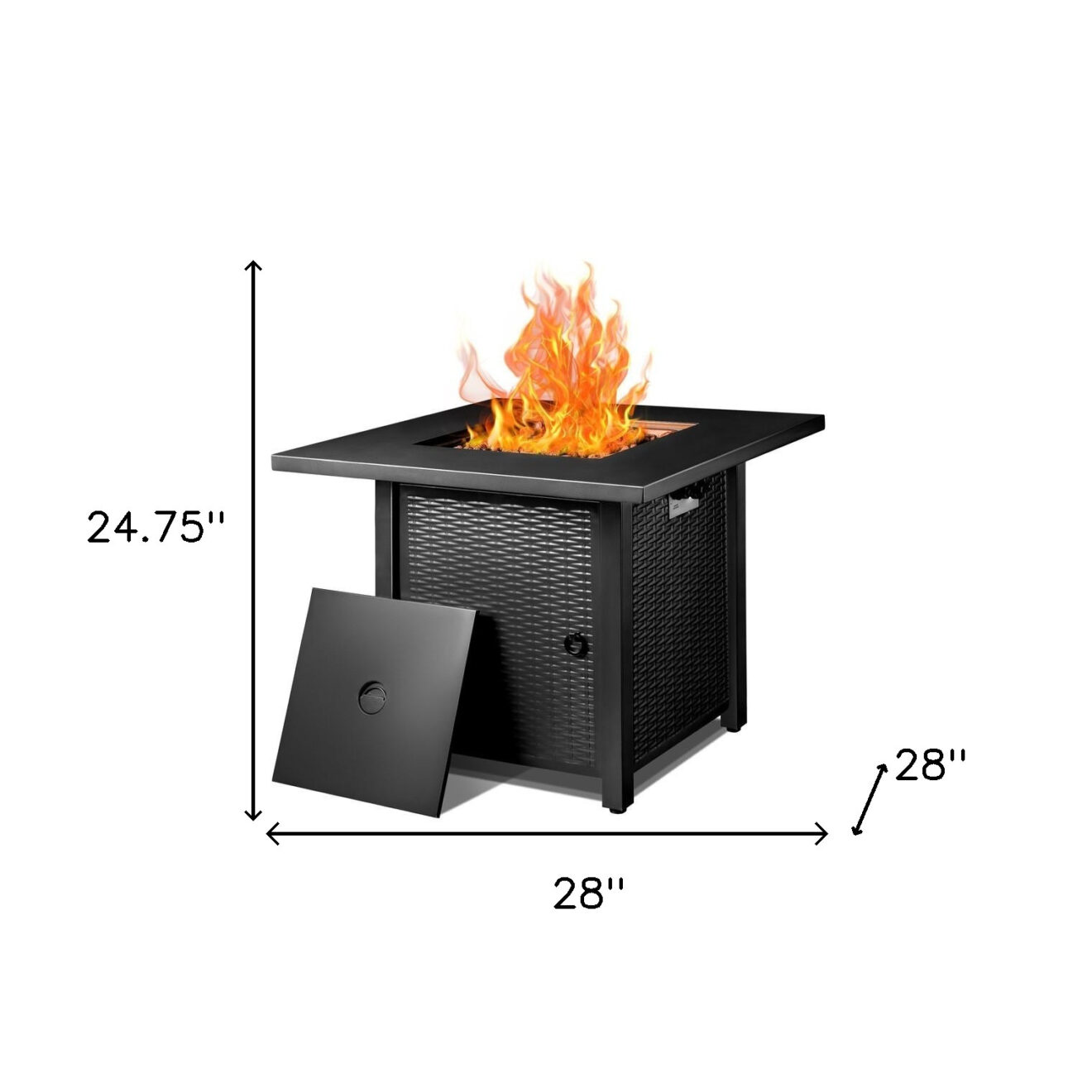 28" Black Stainless Steel Propane Square Fire Pit Table - Luxurious Dwelling - Your Luxury Home Product Experts