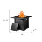 28" Black Stainless Steel Propane Square Fire Pit Table - Luxurious Dwelling - Your Luxury Home Product Experts