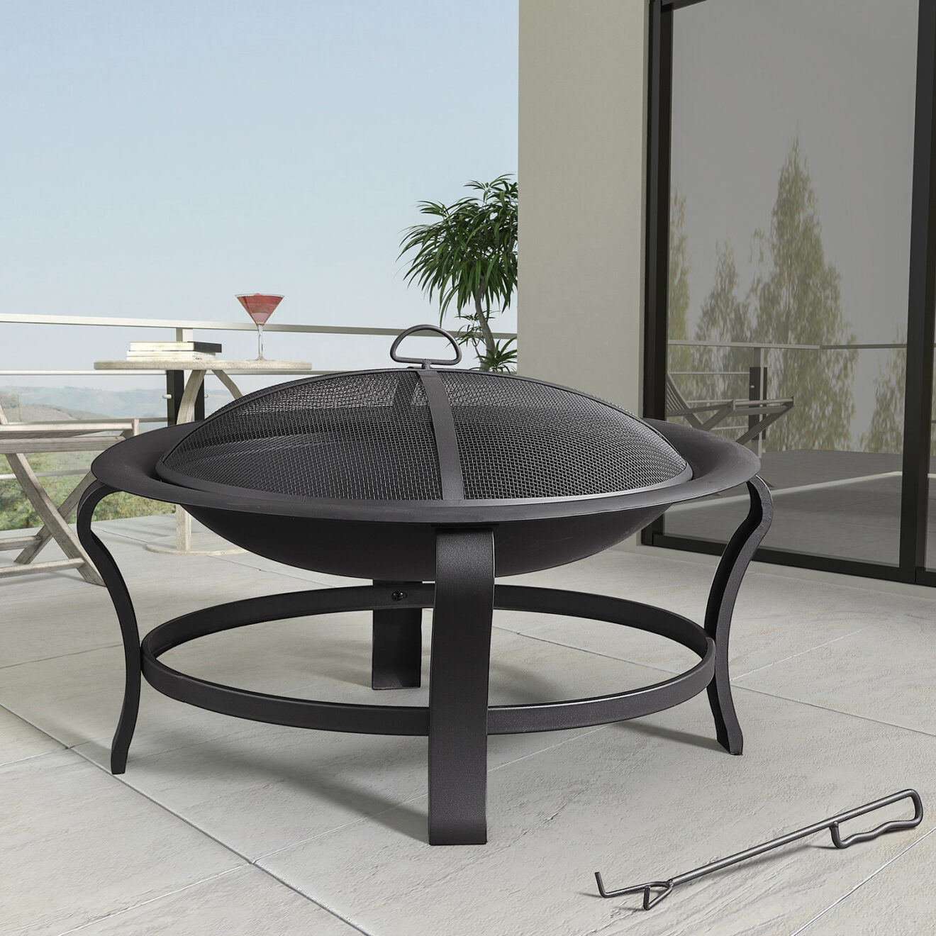 30" Black Round Steel Wood Burning Outdoor Fire Pit - Luxurious Dwelling - Your Luxury Home Product Experts