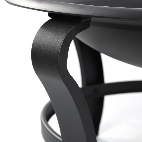 30" Black Round Steel Wood Burning Outdoor Fire Pit - Image 3