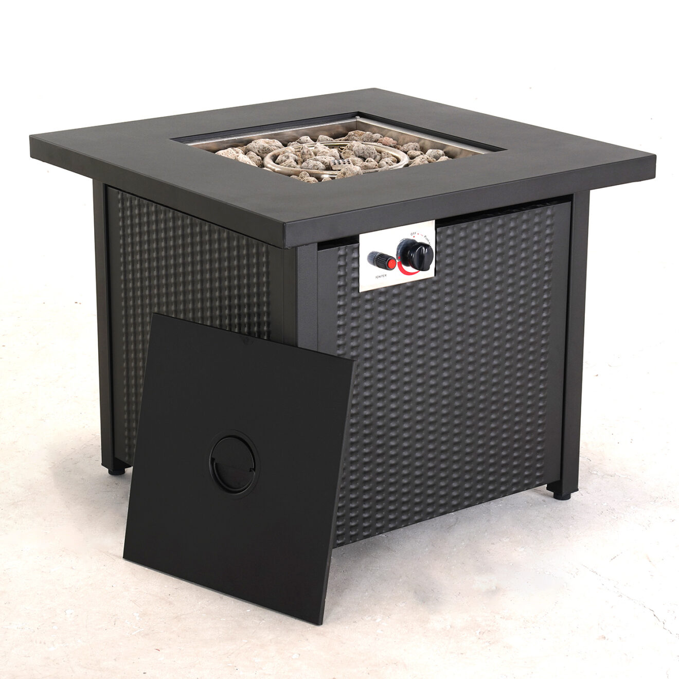 Black Steel Propane Square Fire Pit - Luxurious Dwelling - Your Luxury Home Product Experts