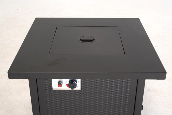 Black Steel Propane Square Fire Pit - Image 4