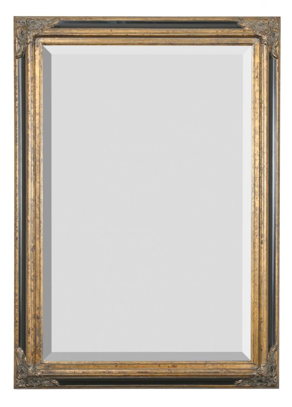 Mini Grand Victorian Mirror 24x36 Antique Gold with Black - Image 1