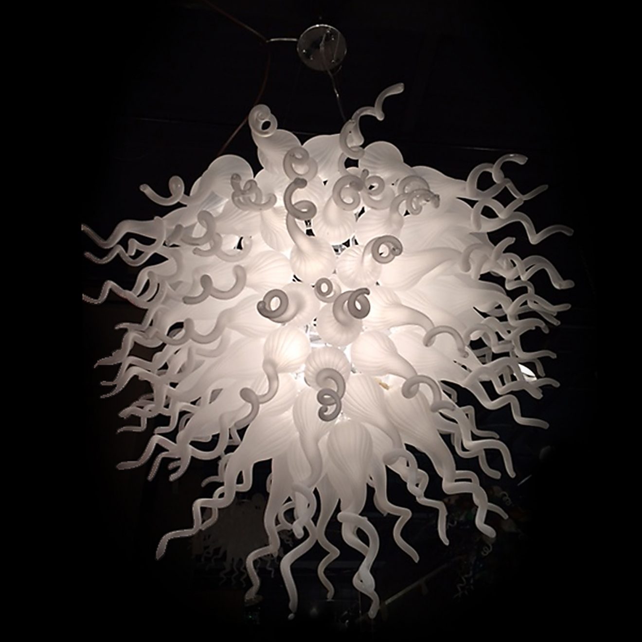 Frosted White Blown Glass Chandelier - Luxurious Dwelling - Your Luxury Home Product Experts