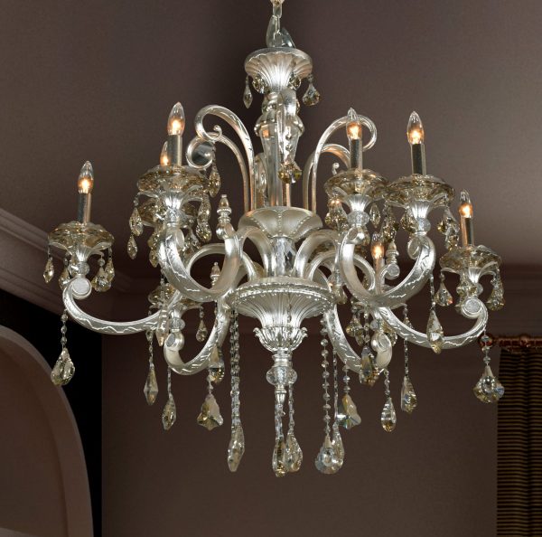 Hollywood Brush 9 light Silver Chandelier - Image 2