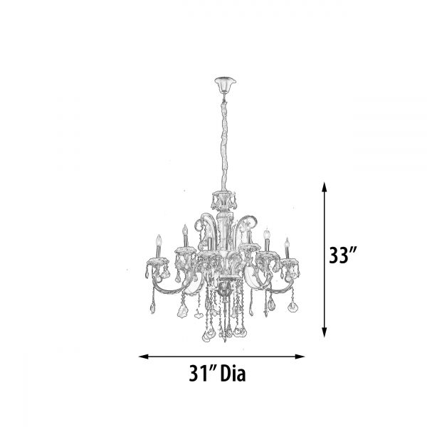 Hollywood Brush 9 light Silver Chandelier - Image 4
